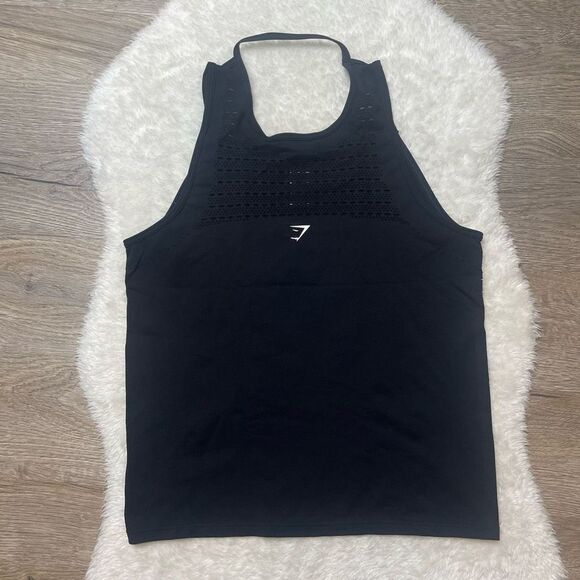 Gymshark TankโTop Womens Size Small Black Lasercut Athletic Activewear Gym - Picture 5 of 12